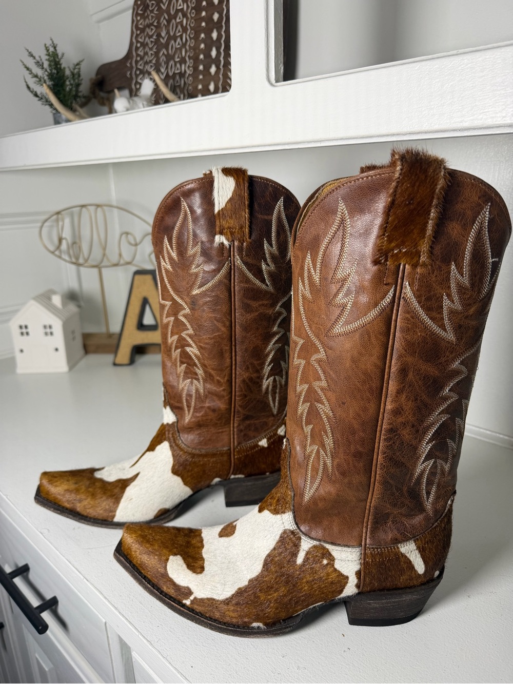 Idyllwind Womens 8B Cowhide Hair On Hide Leather Western Cowboy Boots Brown